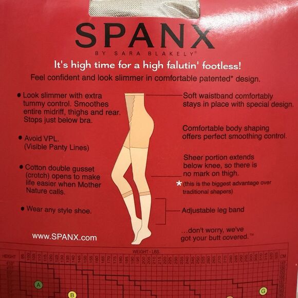 NEW SPANX High Waist Falutin Footless Panty Hose Nude 1 Size A Slimming USA Made - Picture 5 of 6